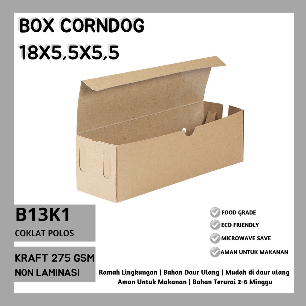 Box Corndog Dus Sosis Bahan 275 Gsm (B13K1-18X5.5X5.5 Cm)