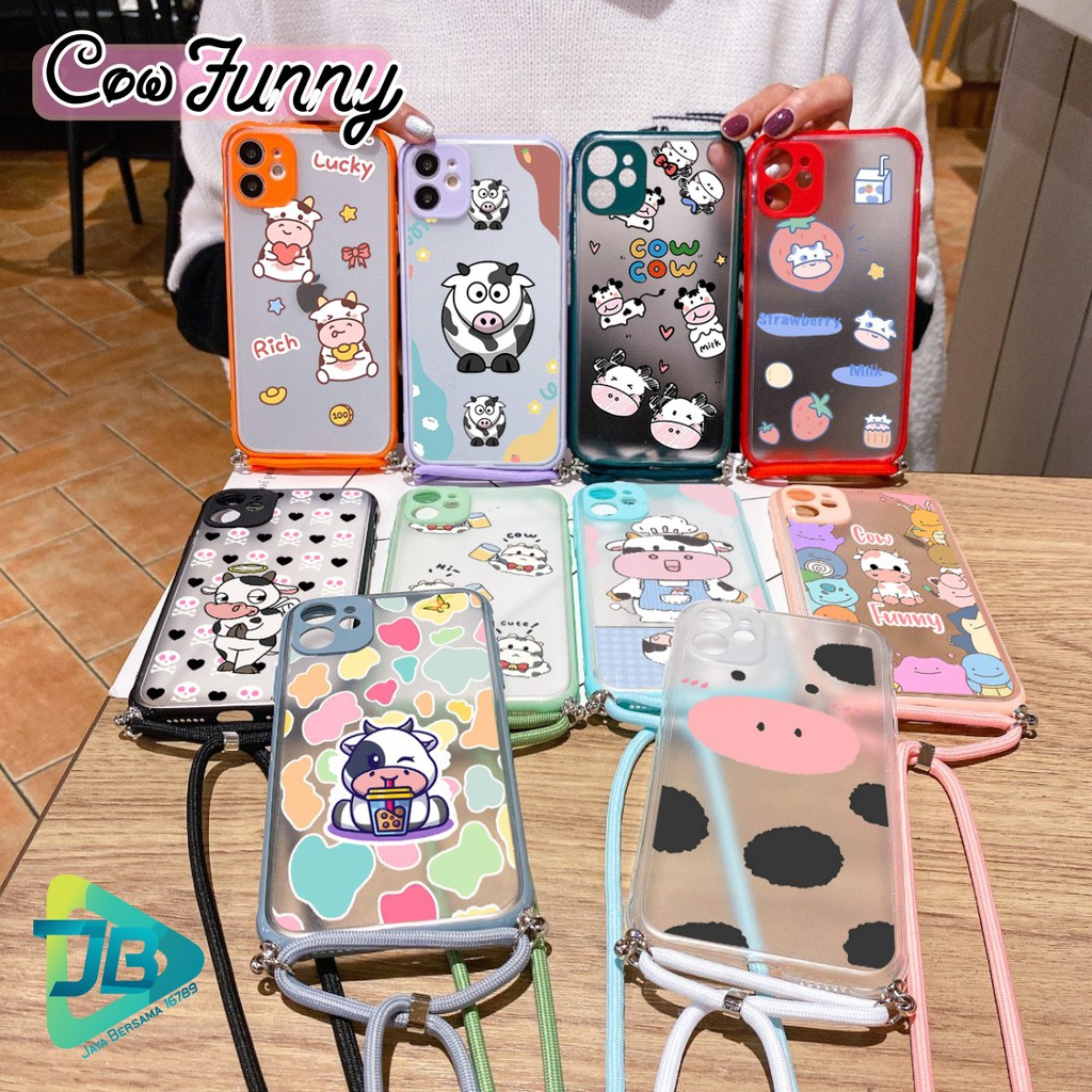 Softcase Slingcase Lanyard Choice COW FUNNY Oppo A53 A59 F1s F5 F11 Reno 2f A91 3 4 4f Pro JB4180