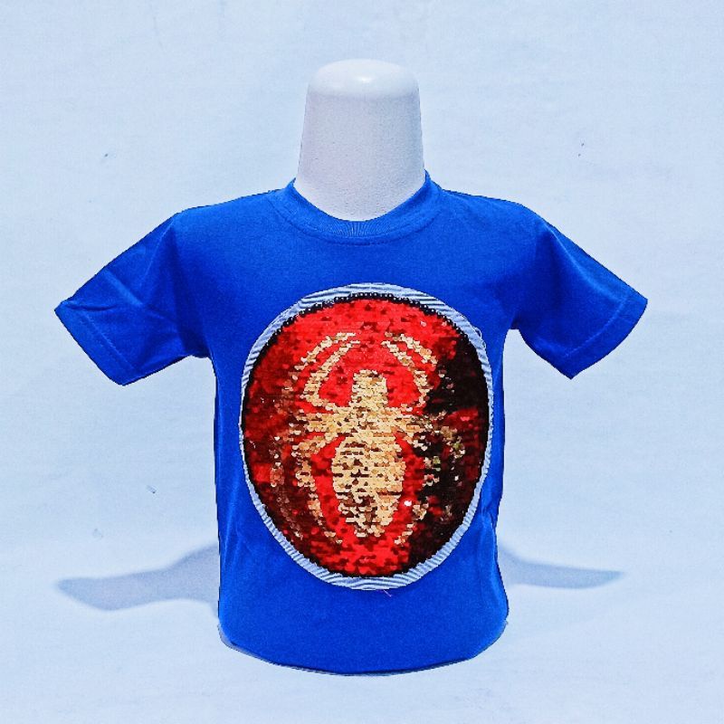 Baju anak Murah/Kaos anak Laki laki/Pakaian anak Karakter Usap dan Led Spiderman/Usia 2-10thn