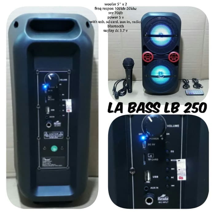 Speaker portable la bass lb 250 aktif bluetooth speker aktiv 5 inch p