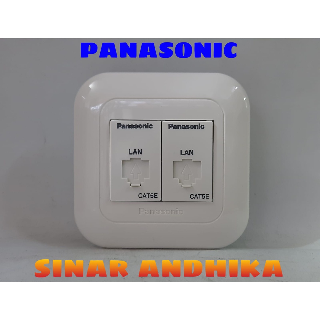 MODUL / JACK DATA CAT 5E DOUBLE + FRAME PUTIH PANASONIC WEJ 78029+WEJ 2488