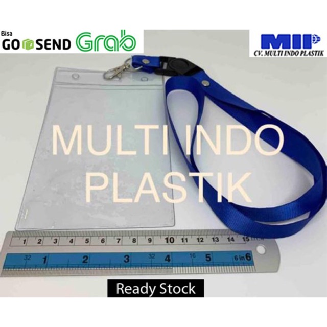 Tali lanyard biru/tali nametag/tali id card/tali gantungan id card/nametag uk 10 x 14/cover id card