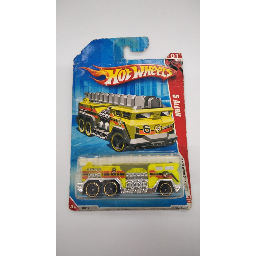 Hot Wheels 5 Alarm Hijau Stabilo HW Mobil Pemadam Kebakaran Mainan Anak Laki Diecast