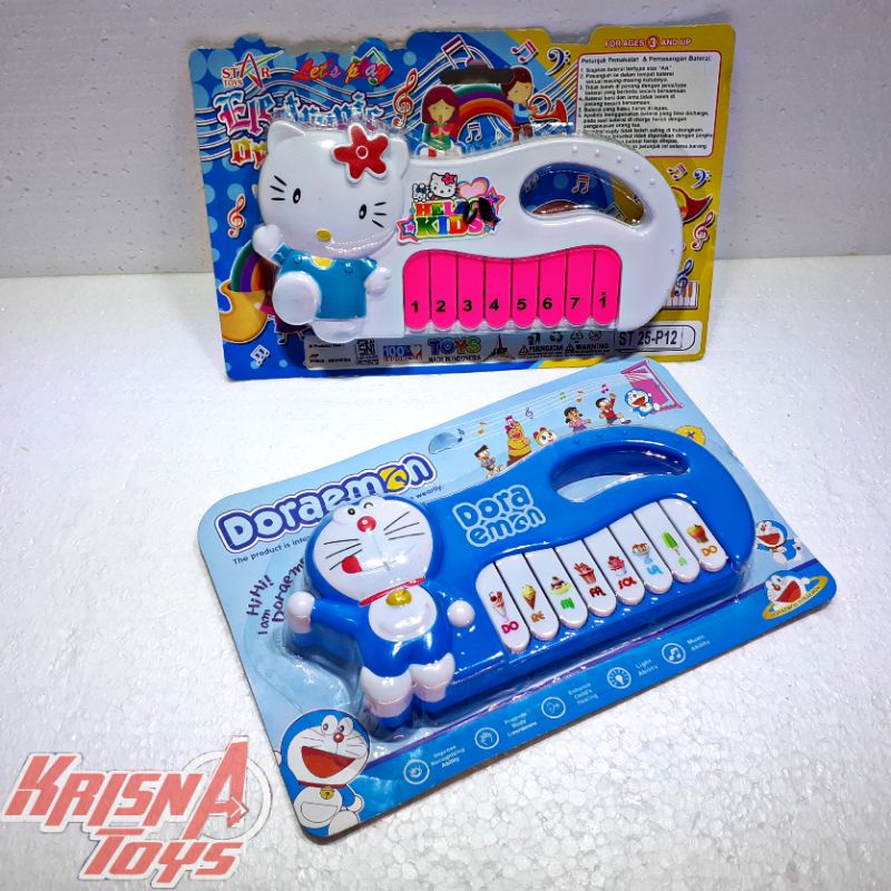 Mainan anak Piano Doraemon &amp; Hello Kitty_Piano musik