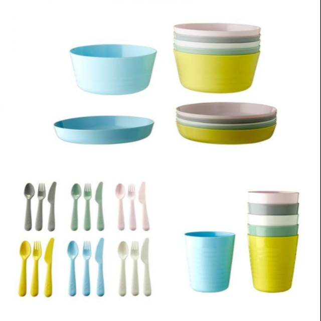 IKEA KALAS Pastel (Piring, Mangkok, Sendok, Garpu Plastik)