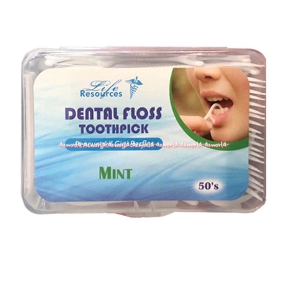 Life Resources 50pcs Dental Floss Toothpick Waxed Mint Century Value Tusuk Gigi Plastik Dan Benang Gigi