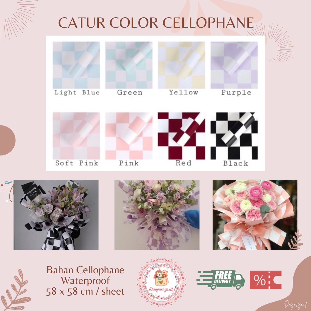 

[1 LEMBAR] FLOWER WRAPPING CATUR COLOR CELLOPHANE ECER | KERTAS PEMBUNGKUS BUNGA KERTAS BUKET BUNGA HAND BOUQUET WRAPPING PAPER KERTAS KADO FLOWER WRAP