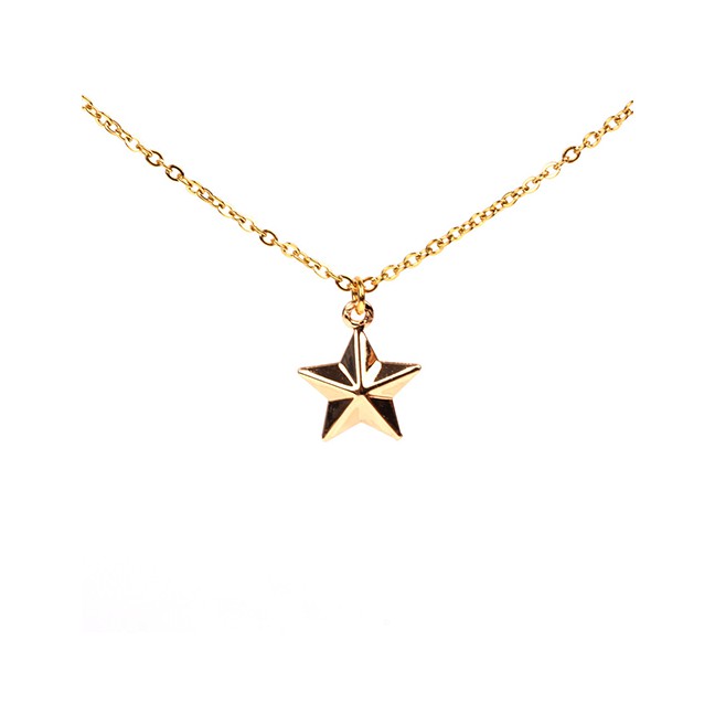 LRC Kalung Fashion Golden Hollow Star Necklace D59190