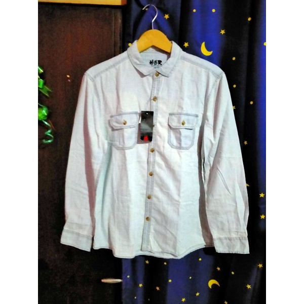 Kemeja Lengan Panjang Semi Denim H&R by HERRINGBONE Size L