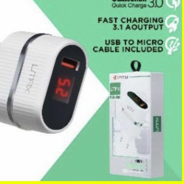 TC adaptor charger umax V011 digital led 3,1A 18watt QC3.0 fast charging Free kabel