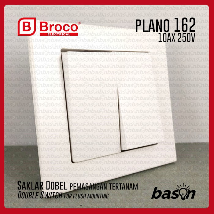 Broco E162 PLANO Double Switch - Saklar Seri - 2 Tombol - Dobel