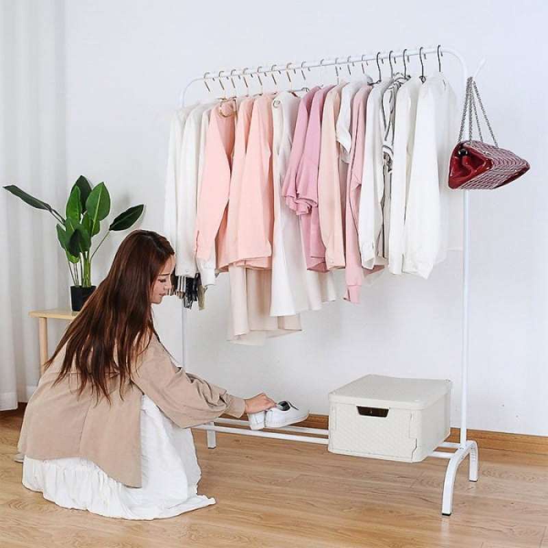 BISA COD Stand hanger Gantungan Baju Rak Lemari Gawang Jemuran Stand Hanger Butik Tempat Pakaian Sepatu HSH103 Single Double