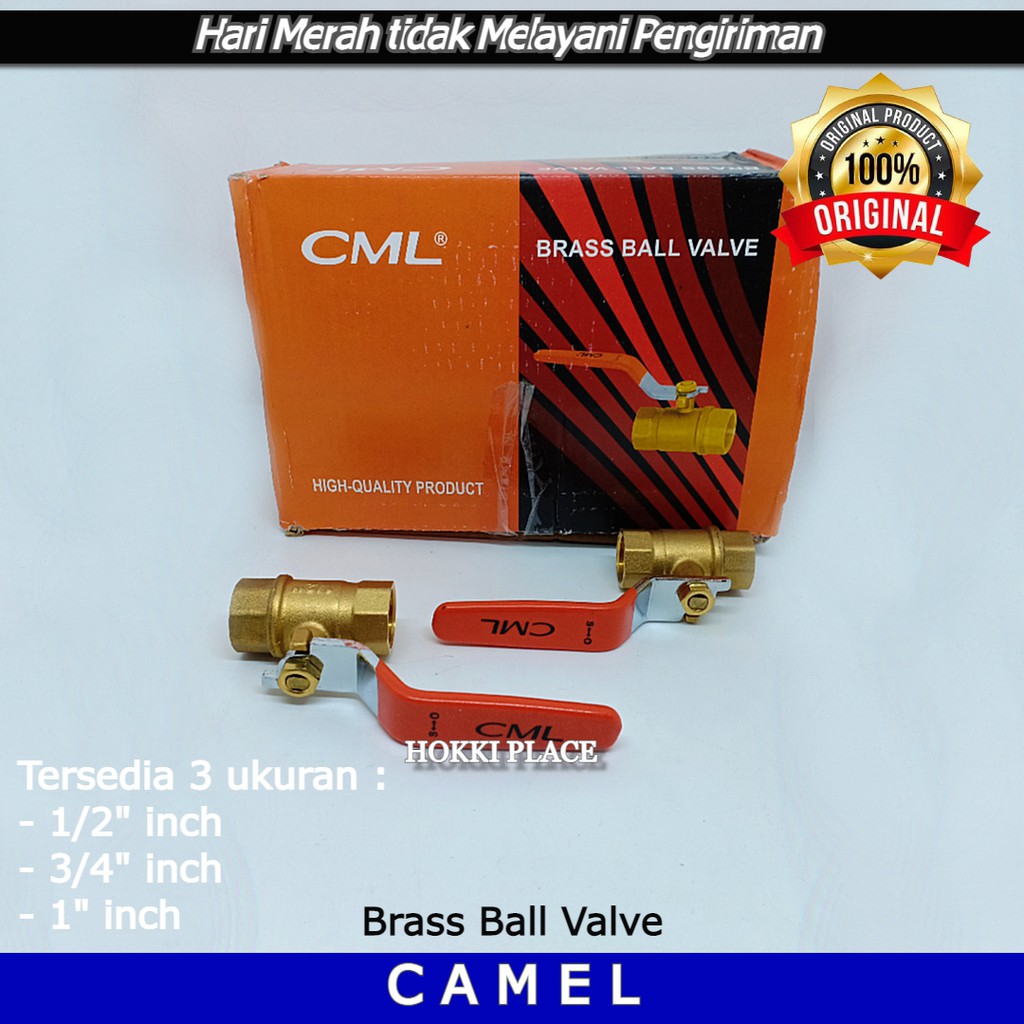 BALL VALVE KUNINGAN STOP KRAN 1" , 3/4" , 1/2" INCH CAMEL HIGH QUALITY