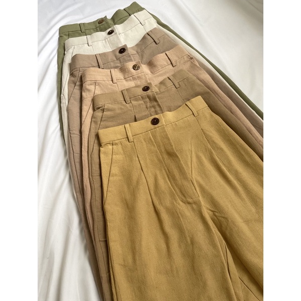 HIZA - Leira Pants  | Celana Basic Linen Rami highwaist