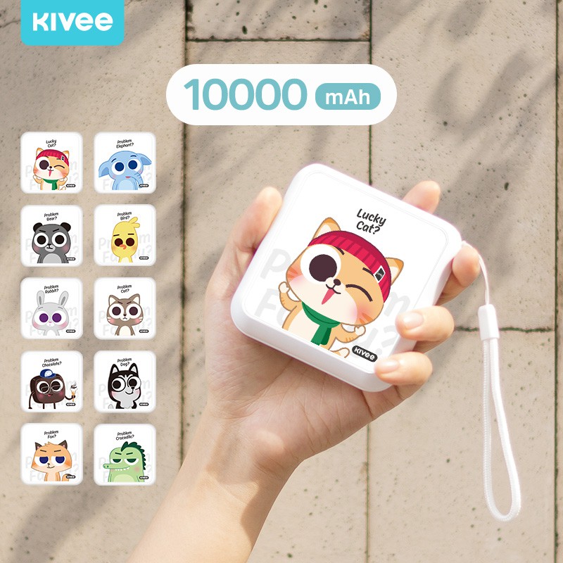 KIVEE Power Bank10000mah mini Korean animal fast charging powerbank samsung xiaomi