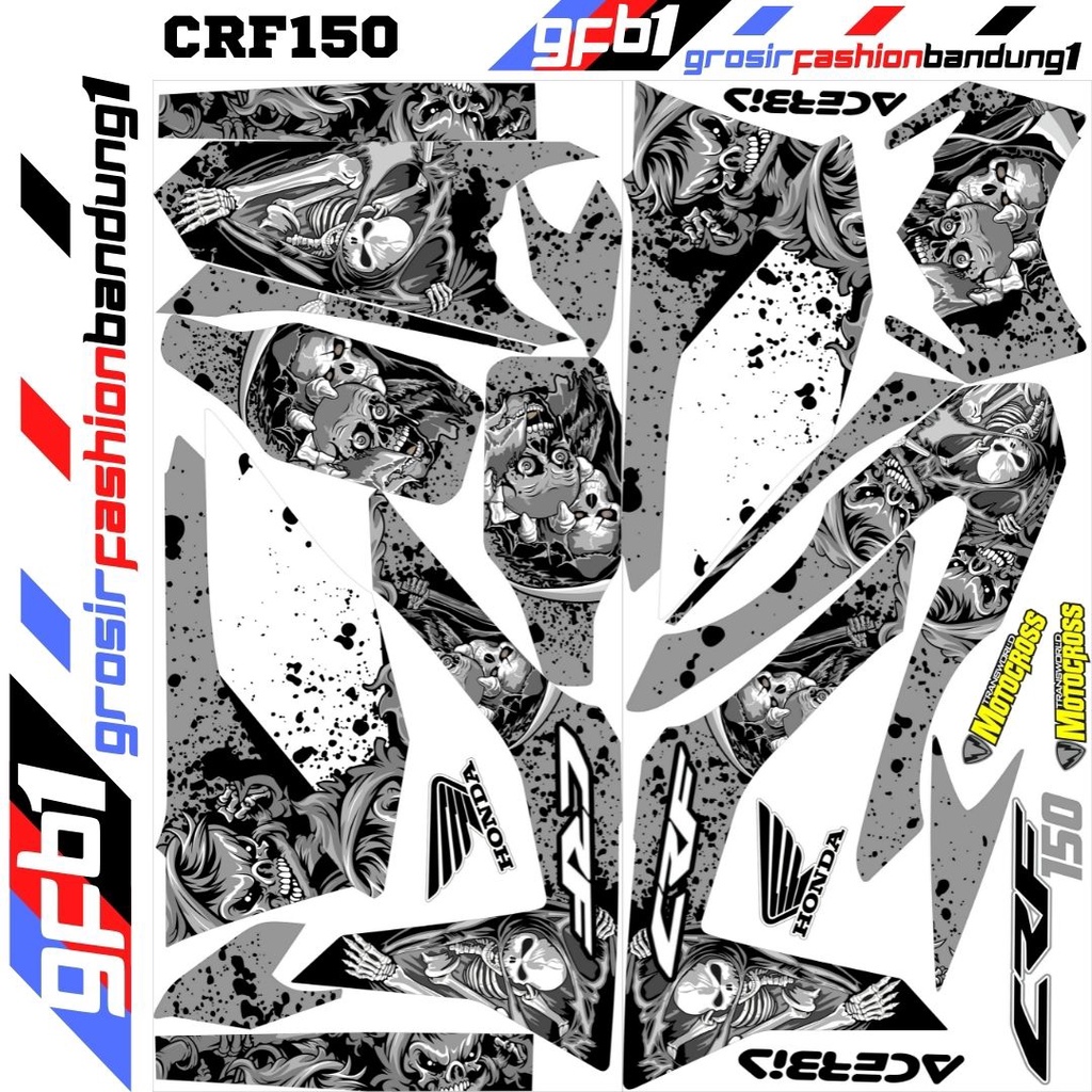 Motocross Decal CRF 150 Striping Sticker Skull Keren CRF 150