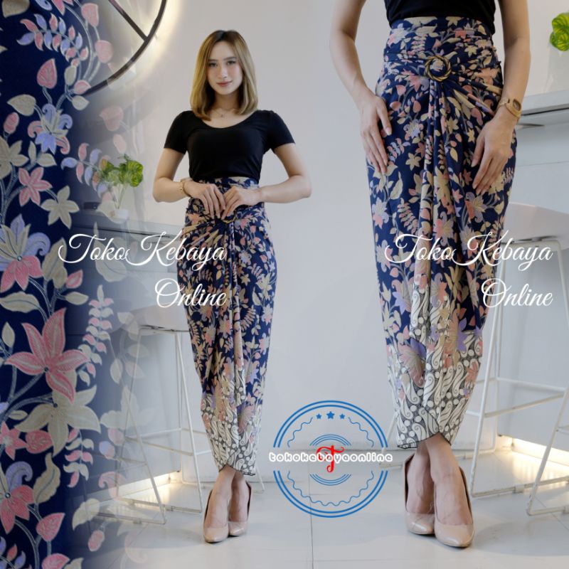 rok lilit batik / rok lilit batik kain lilit murah / lilit batik modern / 20 motif-blougenvil navy