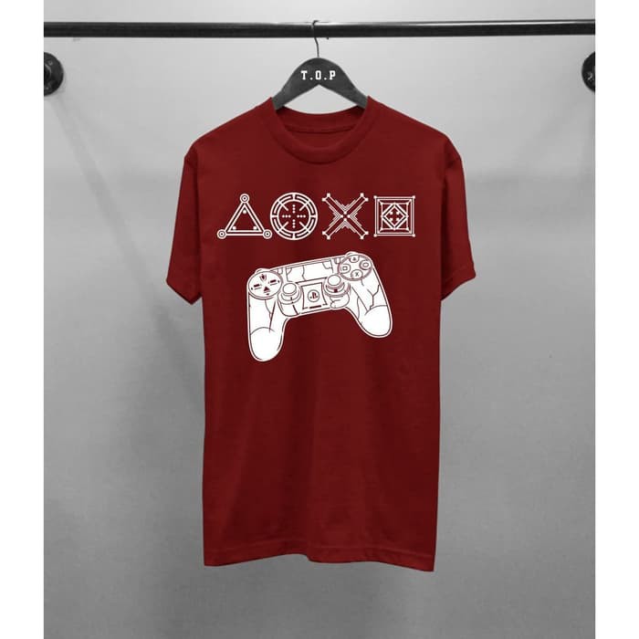 AntiMahalMahalShop | Kaos Murah Ps Console Baju Kaos Distro Pria Wanita Merah Pendek Slimfit
