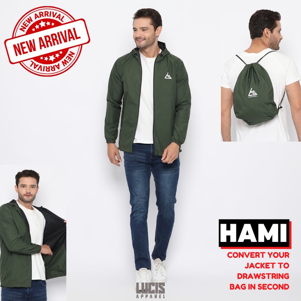 Jaket jadi Tas serut HAMI Multifungsi Pria Wanita Unik