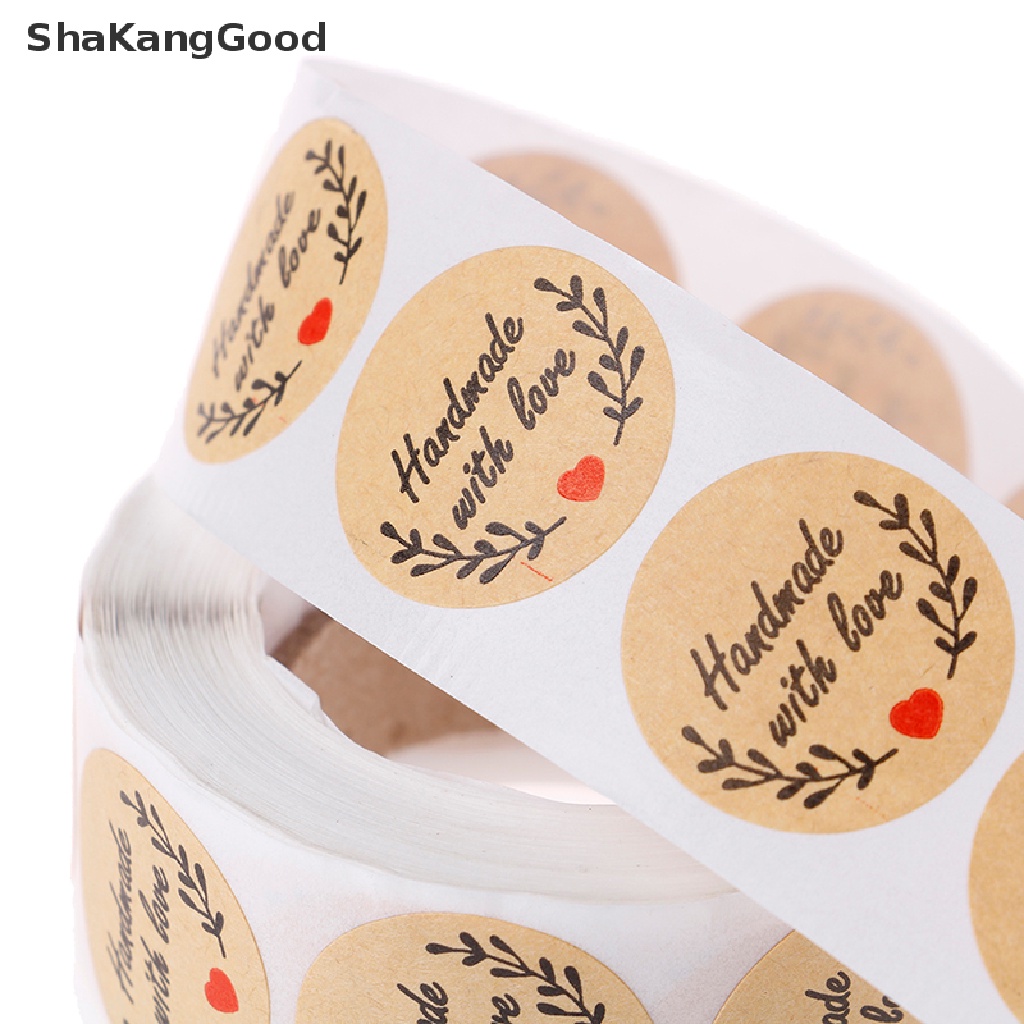 500pcs Stiker Segel Bulat Tulisan Thank You Handmade With Love Untuk Dekorasi Pesta