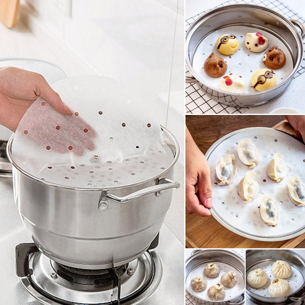 R-FLOWER 100pcs Air Fryer Liners Circular Baking &amp; Pastry Tools Cookies Alas Kukus Anti Lengket