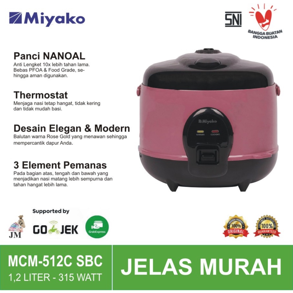 Jual / Rice Cooker 1,2 Liter 3in1 Miyako MCM512C SBC / MCM