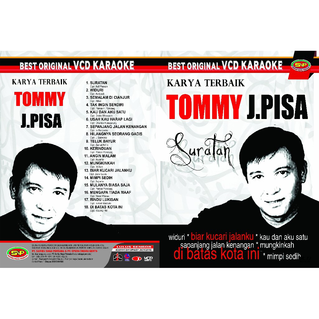 Vcd Original Pop Kenangan - Karya Terbaik Tommy J Pisa