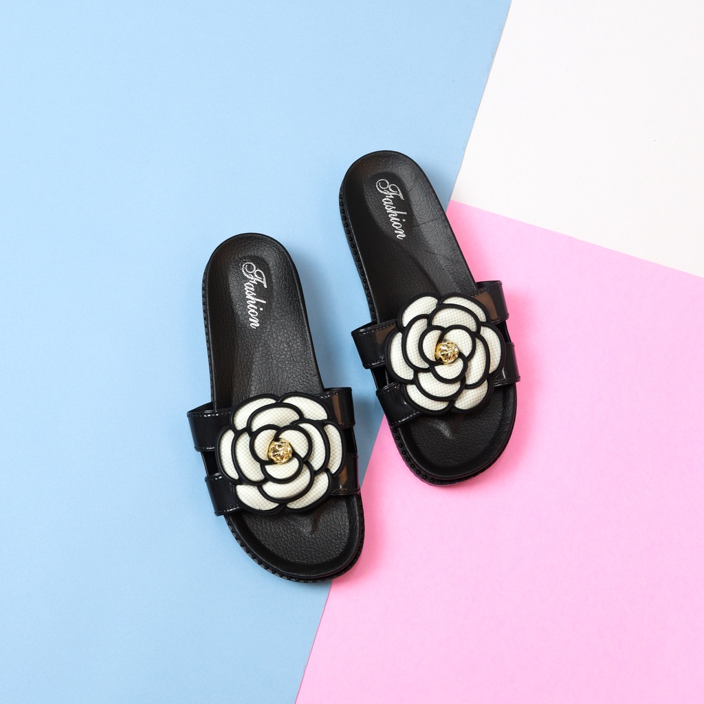 Kamea Sandal Wanita Bunga Slip On Teplek - Demorin Shoes Karet  Jelly  Selop