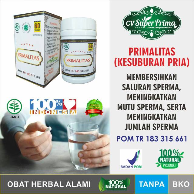 HERBAL PRIMALITAS SOLUSI ATASI KESUBURAN PRIA /MEMBERSIHKAN SALURAN SPERMA/MENJAGA MUTU SPERMA