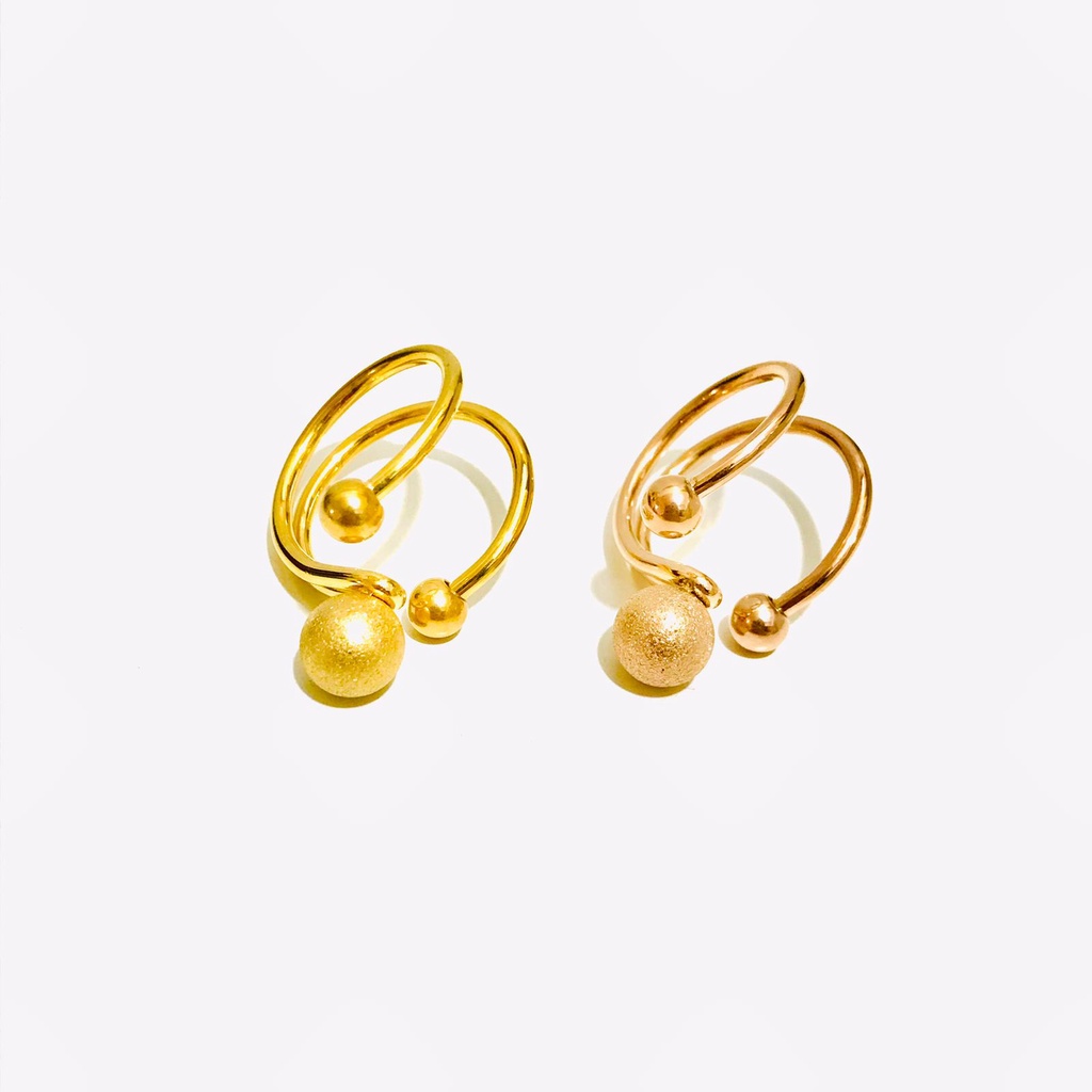 Cincin Titanium Wanita Lapis Emas Anti Karat CT-58