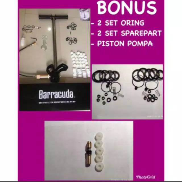 POMPA PCP BARRACUDA ORIGINAL 4500 PSI STAINLESS STELL BANYAK BONUSNYA