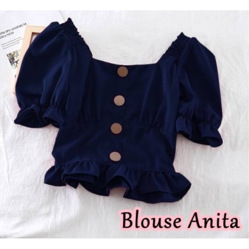 BLOUSE ANITA & SHARITA/ BLOUSE WANITA BAHAN KULIT JERUK/ BAJU CROP WANITA JUMBO-1