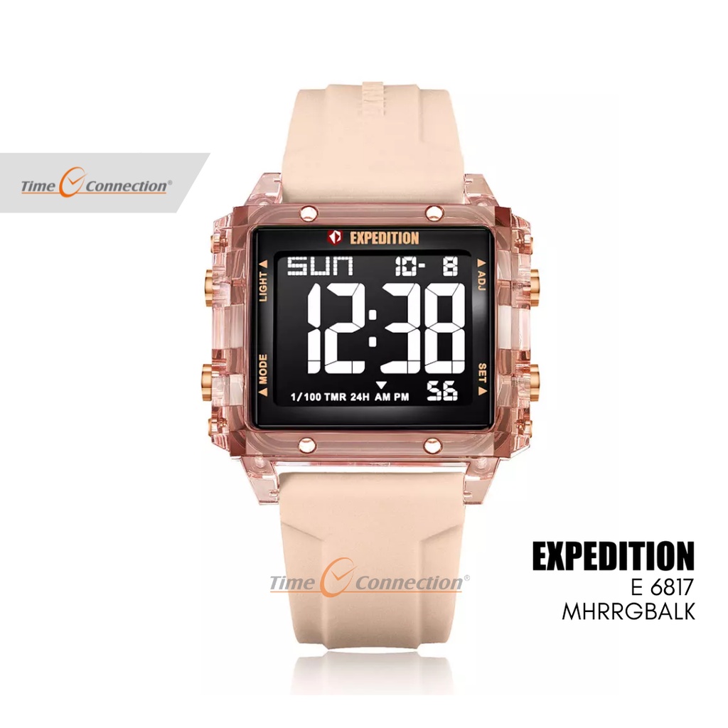Expedition E 6817 MHRRGBALK Pink Muda Transparan Original / Jam Tangan Wanita Pria Karet / Soft Pink
