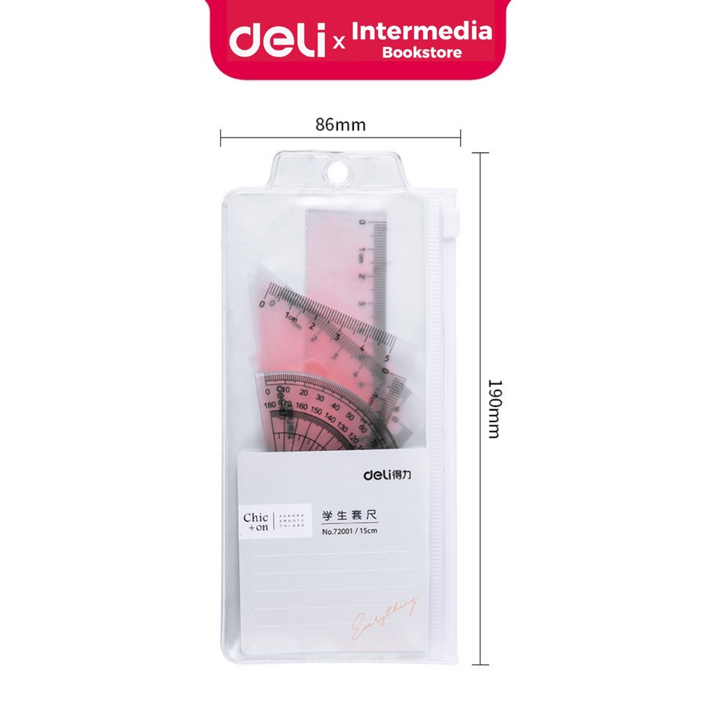 

Deli 72001 Ruler Set / Set Penggaris Tidak Mudah Patah Dengan Zip Bag