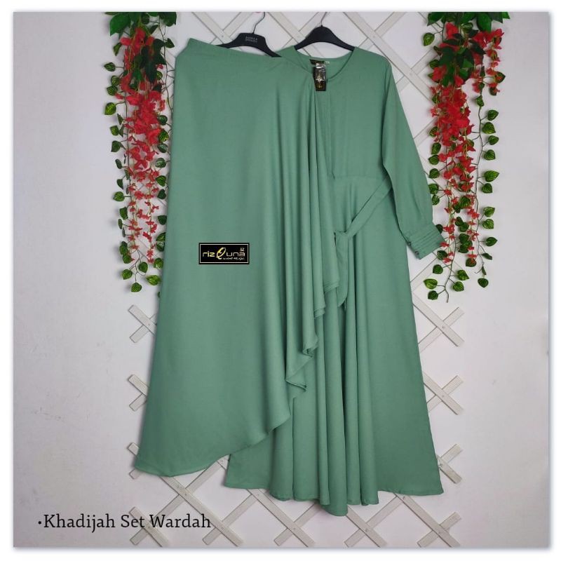 set Khadijah murah >> Gamis polos premium By Rizquna Gamis