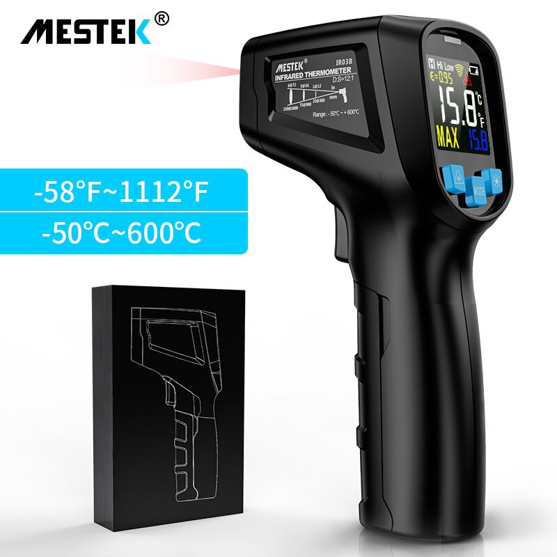 Digital Infrared Thermometer -50~600C Laser Termometer Gun Industrial Mestek IR03B