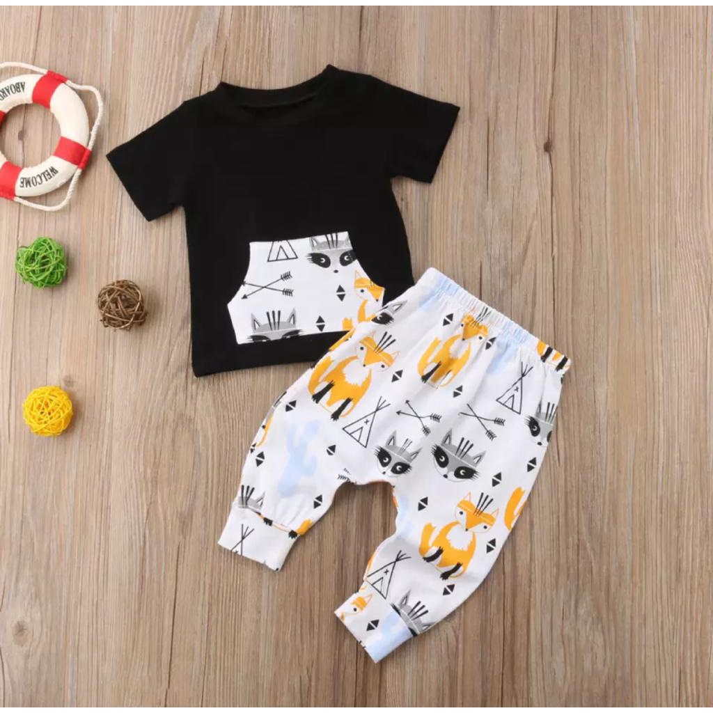 PROMO-SETELAN BAJU TRENDY BAYI ANAK MOTIF RUBAH KANTONG USIA 6 BULAN-5 TAHUN BAHAN KATUN PREMIUM LEMBUT TERBARU TERLARIS TERMURAH/ SETELAN BAJU TRENDY BAYI ANAK LAKI-LAKI/ SETELAN BAJU TRENDY BAYI ANAK PEREMPUAN/ SETELAN BAJU TRENDY BAYI ANAK COWOK