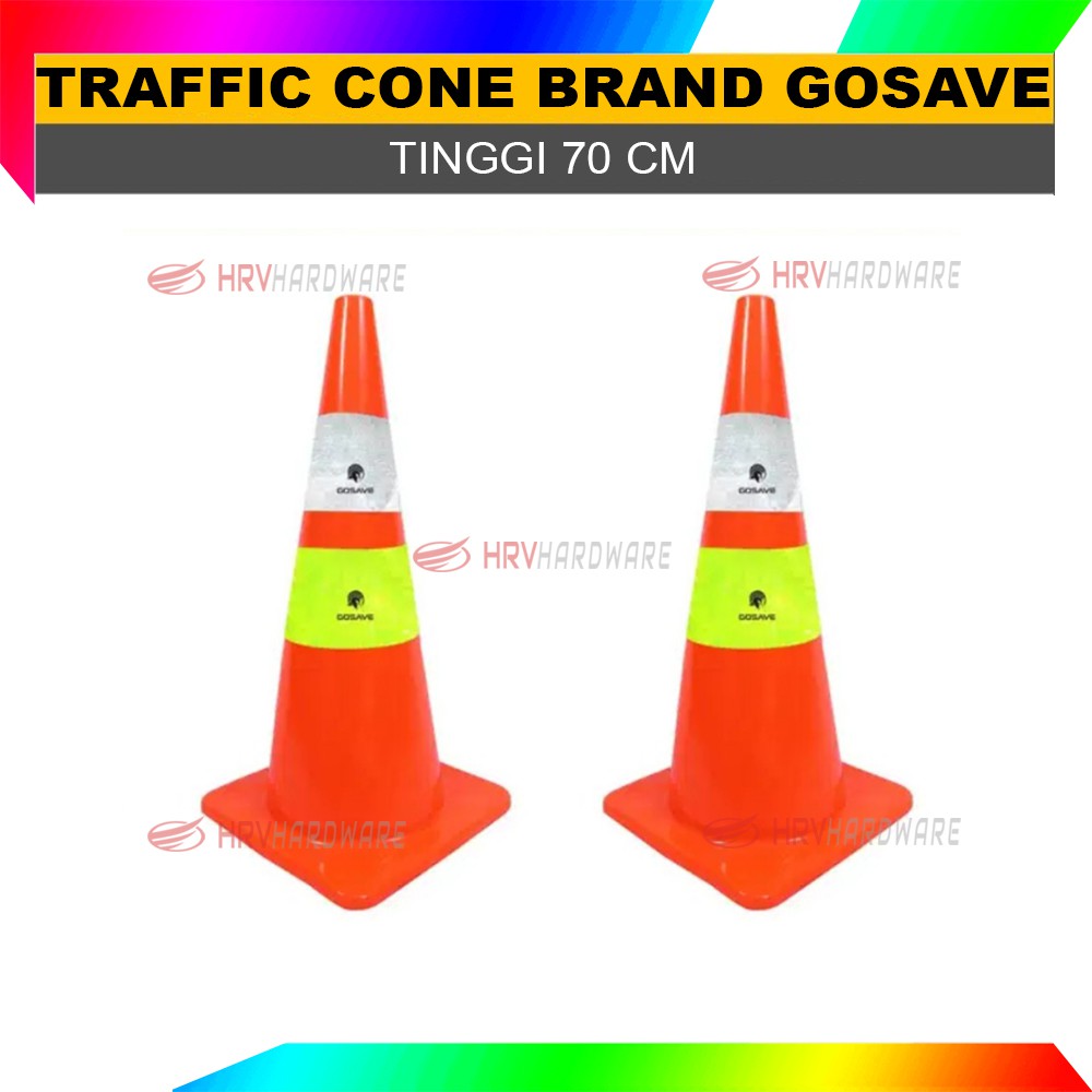 Traffic Cone Kerucut Lalu Lintas 70 dan 75 CM Lentur Kerucut lalu lintas Safety PVC lis putih kuning