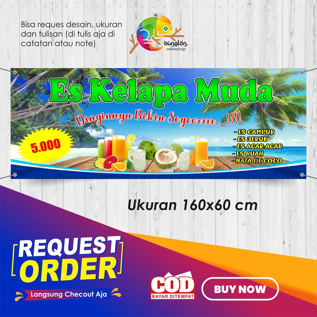 Spanduk Banner Es Kelapa Muda Fresh