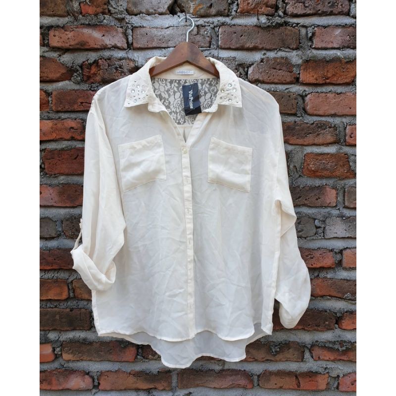 Atasan Kemeja Putih Sifon Like New Parah
