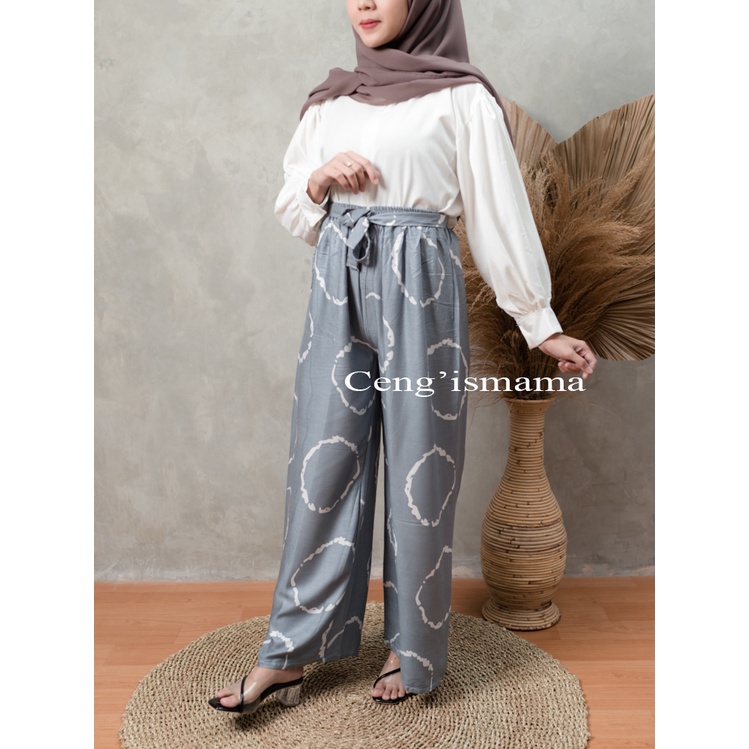 Celana Panjang Kulot Wanita Motif Cincin Sibori Bahan Rayon-01