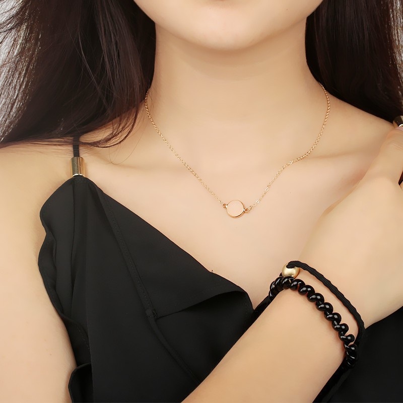 Kalung Wanita Necklace Women Kalung Rantai Klavikula Resin Disc Qeometris