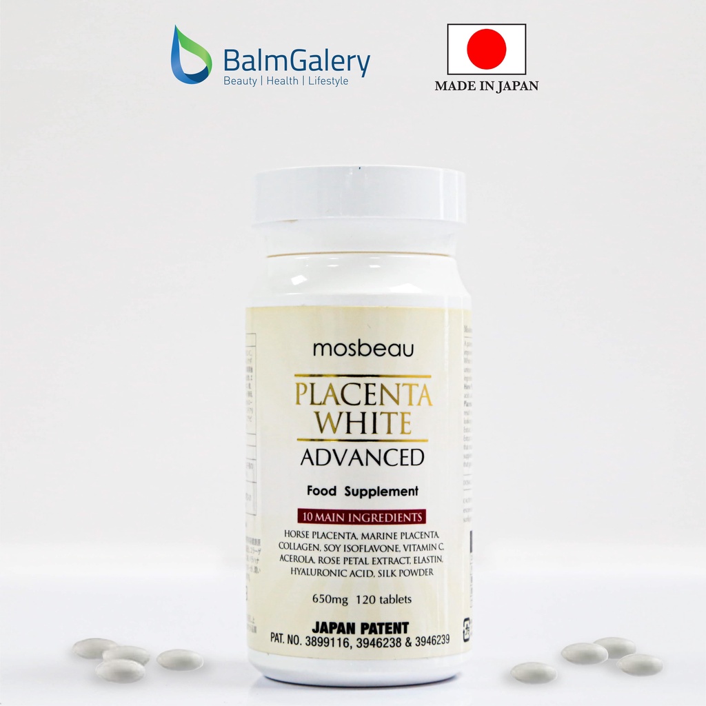 Mosbeau Placenta White Advanced Suplemen - Placenta Pencerah Kulit - 120 tablets - Skincare Collagen Jepang Terbaik