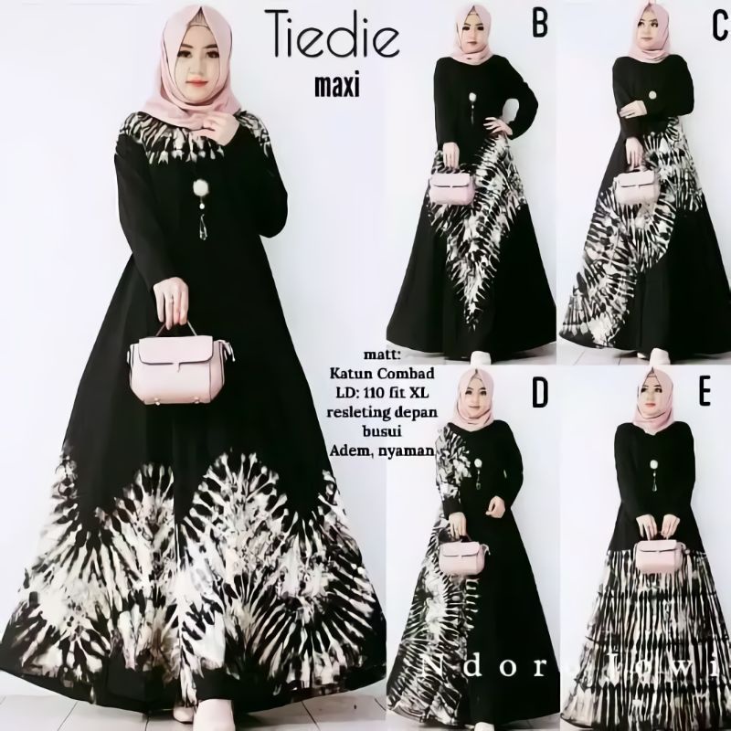 Daster Kaos Batik Jumbo Lengan Panjang Busui Payung Abstrak Jumputan Black Tiedye Daster Kaos Murah