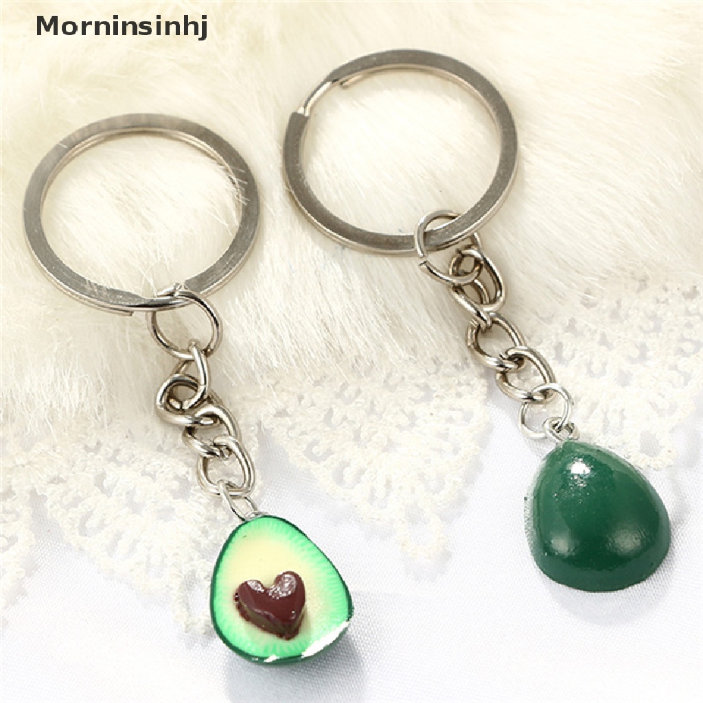 Mornin Handmade Polymer Clay Avocado Heart Pendant Keychain Gantungan Kunci Key Ring Rantai Hadiah id