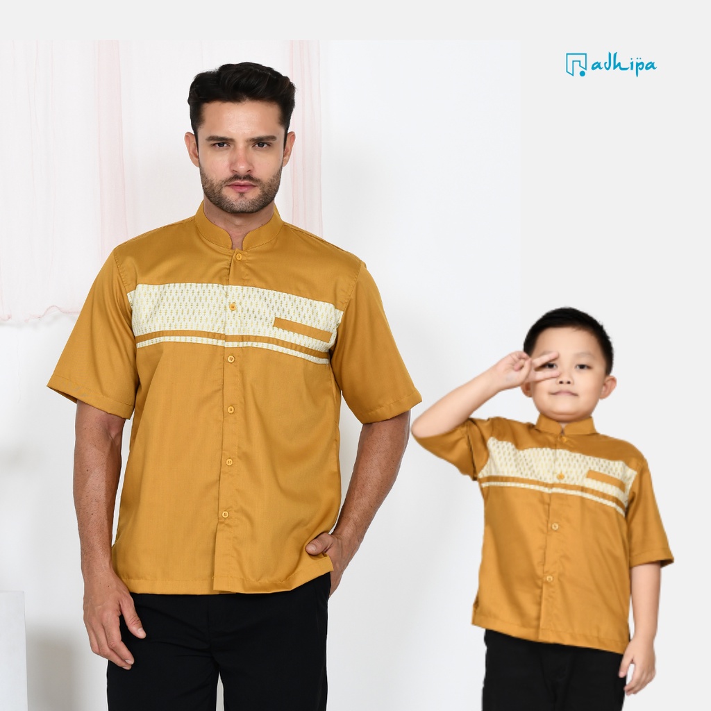 Koko Couple Ayah dan Anak warna Mustard motif Songket B