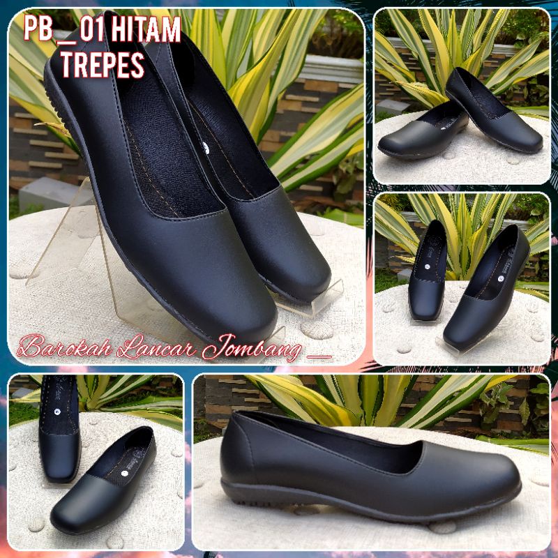 Sepatu Pantofel Wanita Flat Hitam Polos Formal Guru Sekolah Kantor Kerja size 36-41