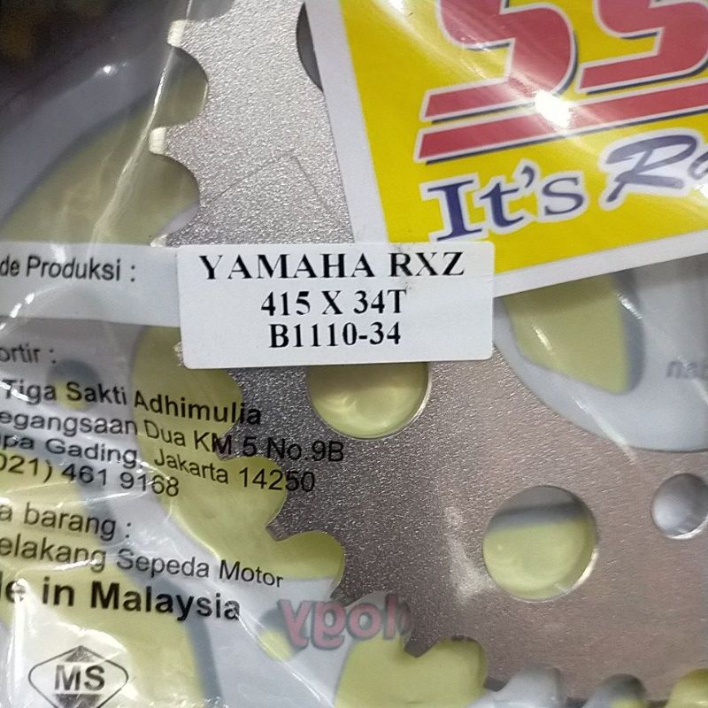 SSS RK TK 415 RX GEAR GER BELAKANG RXZ  JUPITER VEGA RX KING JUPITER Z VEGA R mx135 Ger tipis-SSS 415 x 34