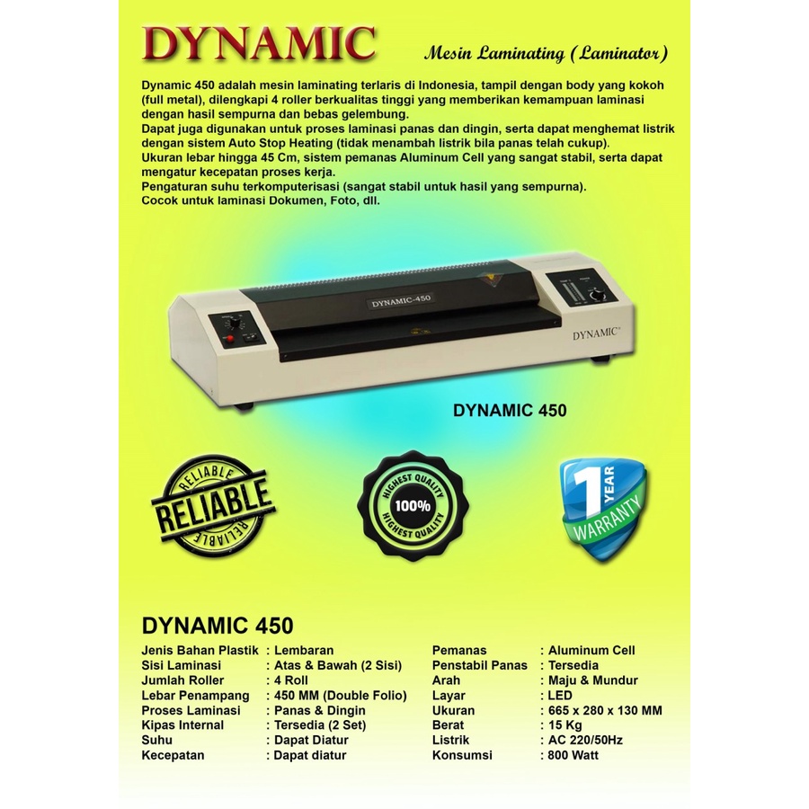 MESIN LAMINATING IRIT LISTRIK | PRIME DYNAMIC 450 | ORIGINAL | GARANSI RESMI