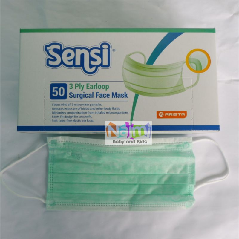 ORIGINAL Sensi Surgical Face Mask Earloop Headloop 50 / Masker Kids Anak 40 / Convex 4 ply 20pc